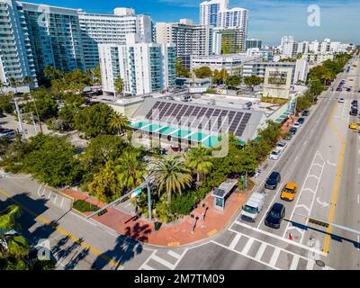 Miami Beach, FL, USA - January 10, 2023: Aerial photo Whole Foods Market South Beach Miami Stock Photo