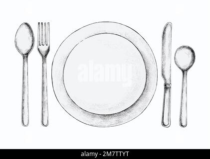 Hand drawn cutlery set vector Stock Vector