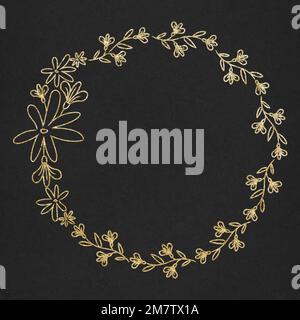 Vector floral wreath frame gold effect Stock Vector