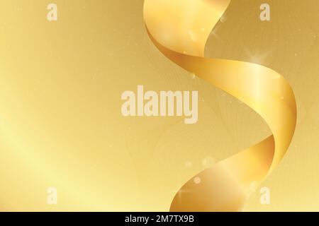 Bokeh background vector with luxury gold ribbon border Stock Vector