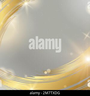 Golden brush stroke frame vector with shiny light Stock Vector