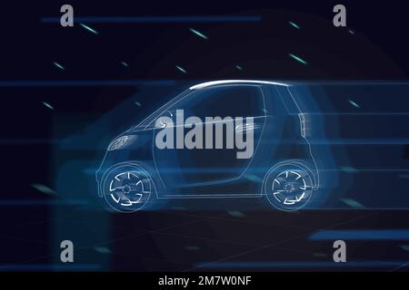 Blue compact hybrid car vector Stock Vector
