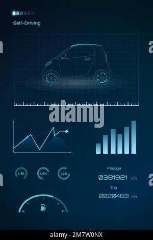 Blue neon compact hybrid car vector Stock Vector