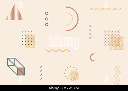 Earth tone Memphis patterned element pack vector Stock Vector