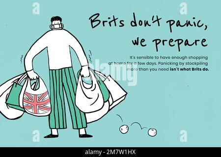 Brits don't panic, we prepare. This image is part our collaboration with the Behavioural Sciences team at Hill+Knowlton Strategies to reveal which Stock Vector