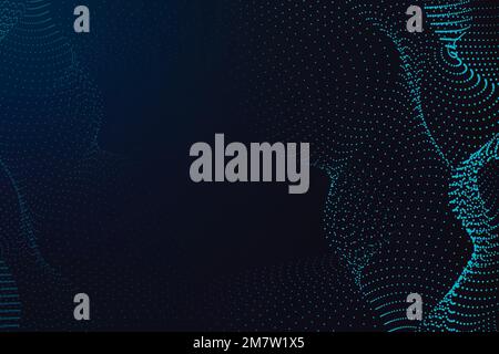 Blue 3d particle wave on a dark blue background vector Stock Vector