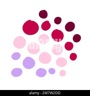 Brush polka dot set. Color hand-drawn abstract stain isolated on white background. Bright cozy ornament. Various points, drop, spots collection. Desig Stock Vector