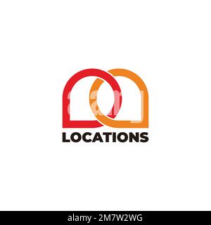 letter m pin location colorful logo vector Stock Vector