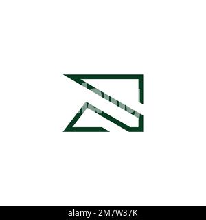 letter s triangle green mountain line logo vector Stock Vector