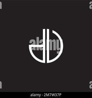 letter dv thin line geometric round logo vector Stock Vector