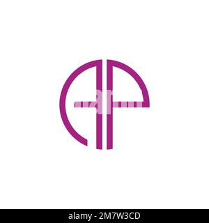 letter ap purple circle logo vector Stock Vector