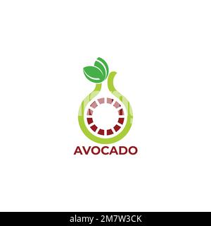 avocado time circle fruit logo vector Stock Vector