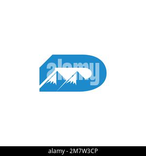 letter d blue sky snow mountain logo vector Stock Vector