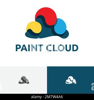 Colorful Paint Cloud House Decoration Art Logo Stock Vector