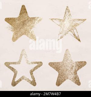 Glittery gold star icon vector set Stock Vector