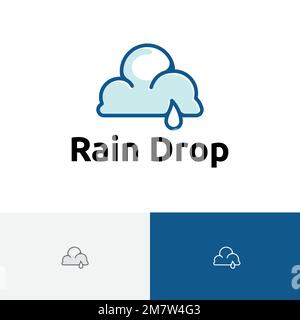 Rain Drop Water Cloud Sky Logo Template Stock Vector