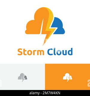 Storm Cloud Thunder Storm Nature Tech Logo Stock Vector