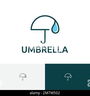 Umbrella Rain Water Drop Protection Guard Line Logo Stock Vector