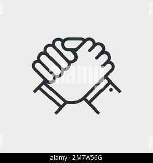 Handshake of business partners. Human greeting. Arm wrestling symbol. Vector illustration. Eps 10. Stock Vector