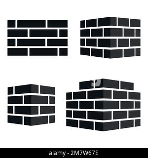 Set of Bricks icons. Bricks logo. isolated on white background. Vector illustration. Eps 10. Stock Vector