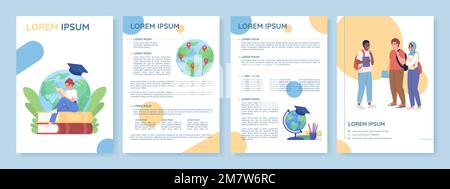 International student flat vector brochure template Stock Vector