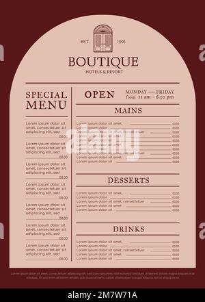 Editable restaurant menu template vector corporate identity design Stock Vector