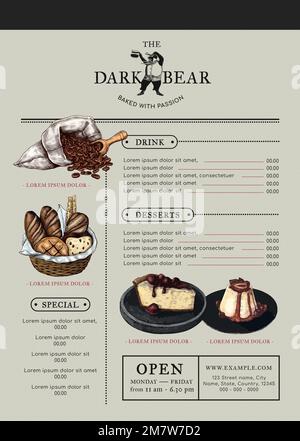 Editable cafe menu template vector corporate identity design Stock Vector