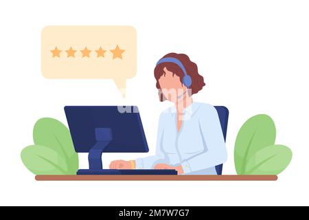 Customer service assistant checking feedback semi flat color vector character Stock Vector