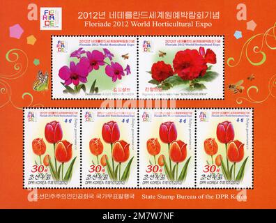 2012 North Korea stamp set. International Flower Show FLORIADA 2012 - Venlo, Netherlands Stock Photo