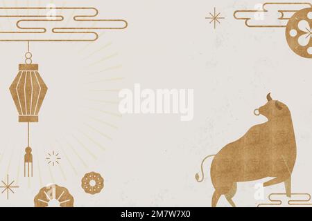 Chinese New Year border vector beige background Stock Vector