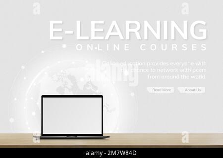 E-learning template vector future technology Stock Vector