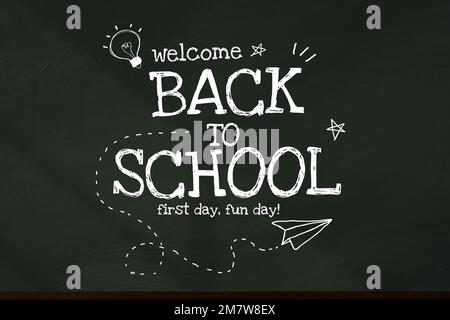 Back to school template vector on blackboard Stock Vector