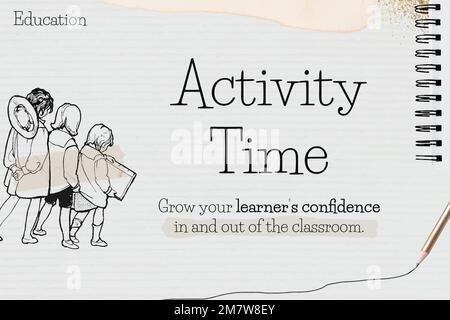 Activity time template vector on paper with student doodle Stock Vector