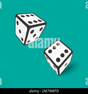 Two falling dice. Vector illustration. Eps 10. Stock Vector