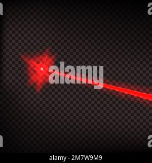 Abstract red laser beam. Laser security beam isolated on transparent background. Light ray with glow target flash. Vector illustration. Eps 10. Stock Vector
