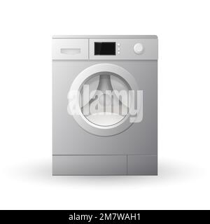 Closed washing machine isolated on white background. 3d Vector illustration. Stock Vector