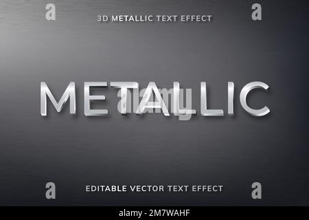 Editable metallic text effect vector template Stock Vector