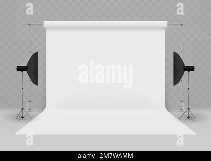 Lighting equipment and professional photography studio white blank ...