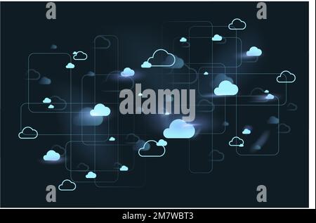 Cloud network system background vector for social media banner Stock Vector
