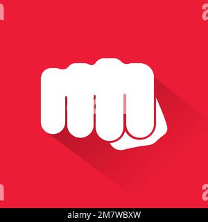 Fist icon isolated on red background. Vector illustration. Eps 10. Stock Vector