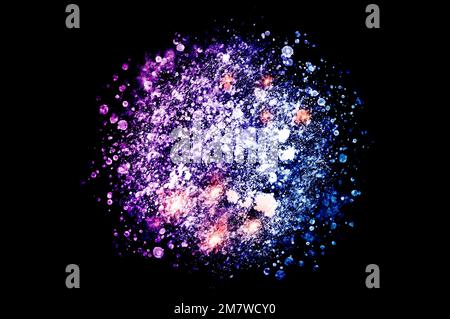 Multicolored watercolor splash blot colorful dots on a black background Stock Photo
