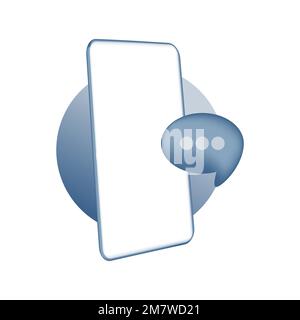 3d icon smartphone with empty screen for mockup mobile message sign concept. Showcase cellphone frame display Minimal scene with device phone. Mobile Stock Vector