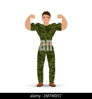 Muscular soldier. Vector illustration. Eps 10. Stock Vector