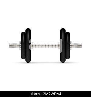 Dumbbell with removable disks isolated on white background. Vector illustration. Front view. Stock Vector
