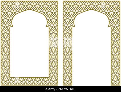 A set of two design elements. Two frames in Arabic geometric style Stock Vector