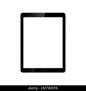 Tablet with blank white screen. Isolated on white background. Realistic vector illustration. Copy space. Stock Vector
