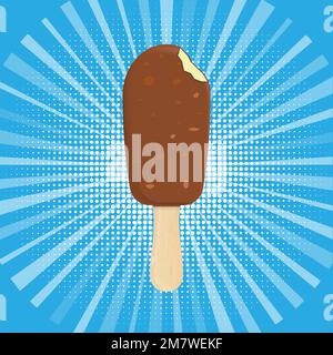 Ice cream with nuts on a stick. Vector illustration. Eps 10. Stock Vector