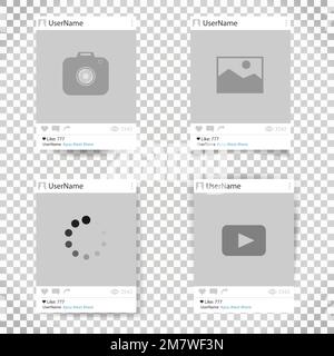 Set of vector template photo frame. Social network photo frame. Design for your photography and picture. Isolated on transparent background. Vector il Stock Vector