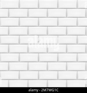 White metro tiles seamless background. Subway brick pattern for