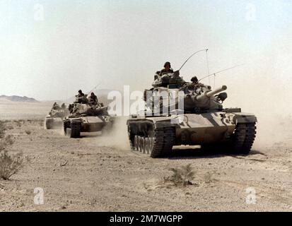 Third Tank Battalion Marine M-60A1 tanks depart from Marine Corps Air ...